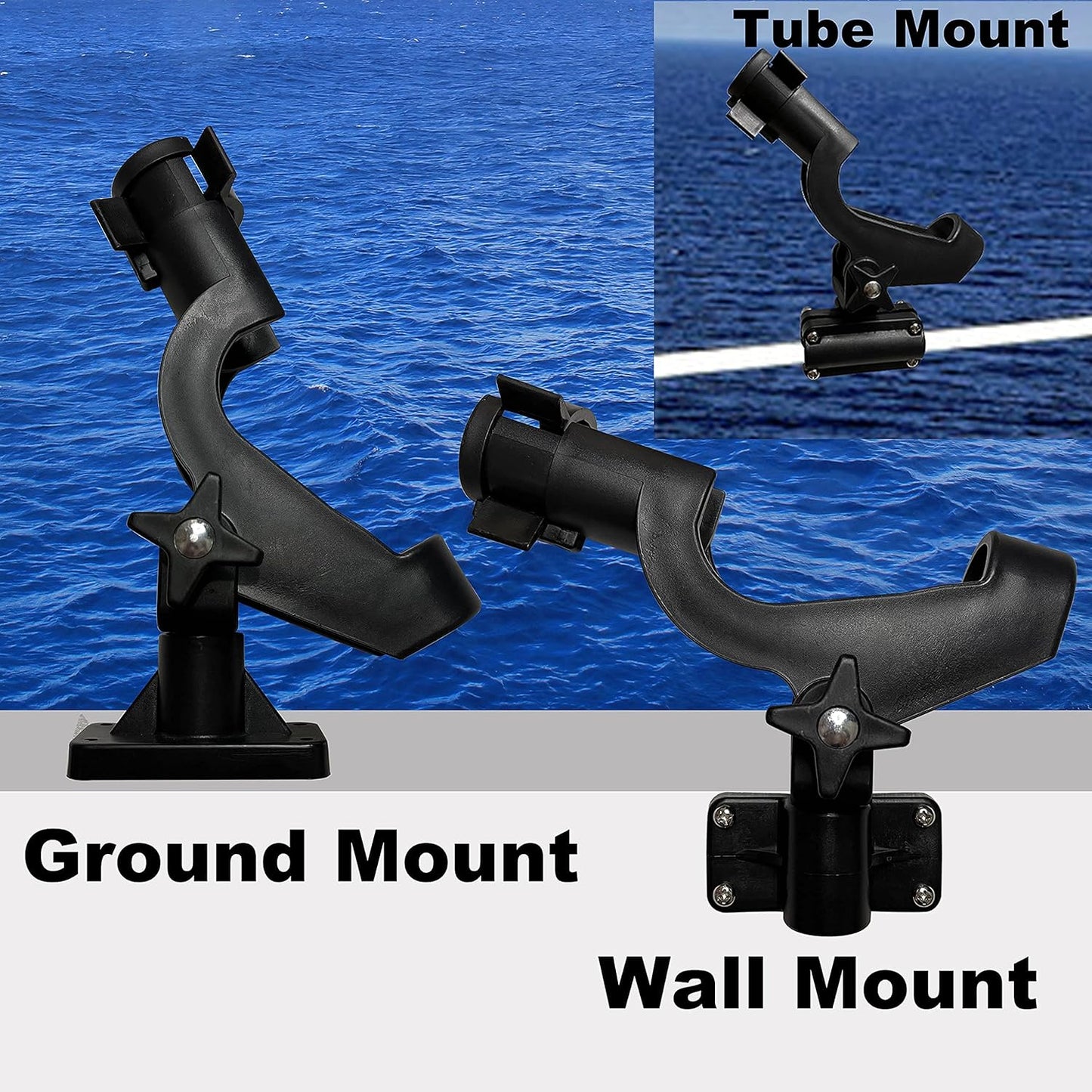Adjustable Rotatable Plastic Fishing Rod 3 Mount Rack Holder Bracket Boat Canoeing Rowing Mount Kit Kayak V1259-DP01-A-2361