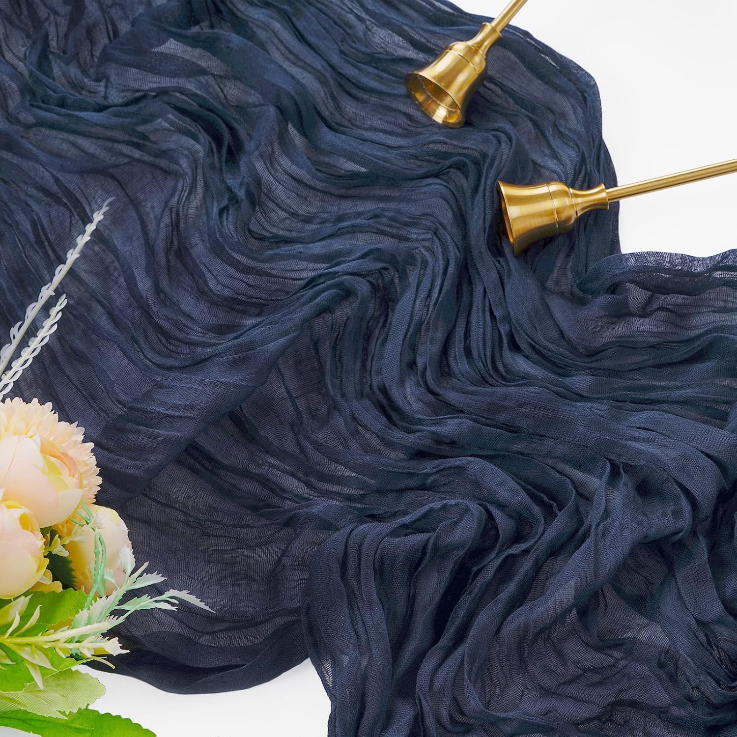 6 Pcs Navy Blue Cheesecloth Table Runner 10FT, Gauze Table Runner for Wedding Reception Sheer Bridal Shower V1259-DP01-A-2365