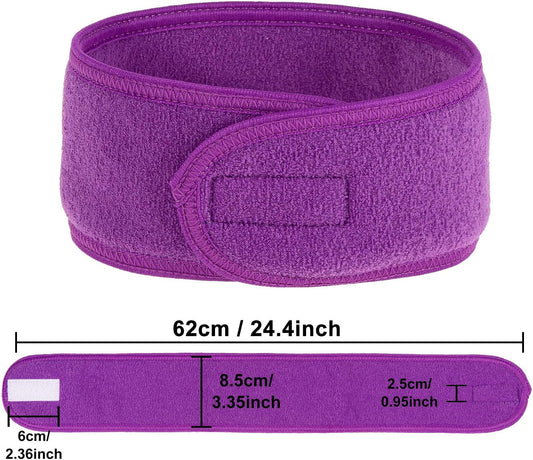 Spa Facial Headband 4 Packs Head Wrap Terry Cloth Headband Adjustable Stretch Towel for Bath, Makeup and V1259-DP01-A-2367