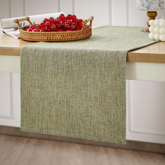 Rustic Table Runner Boho Style, Handmade Sage Green Table Runner 36 Inches Long for Home Dining,Coffee V1259-DP01-A-2371