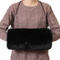 Faux Fur Hand Muffs for Women Winter Warm Arm and Hand Warmer with PU Leather Strap(Black) V1259-DP01-A-2376