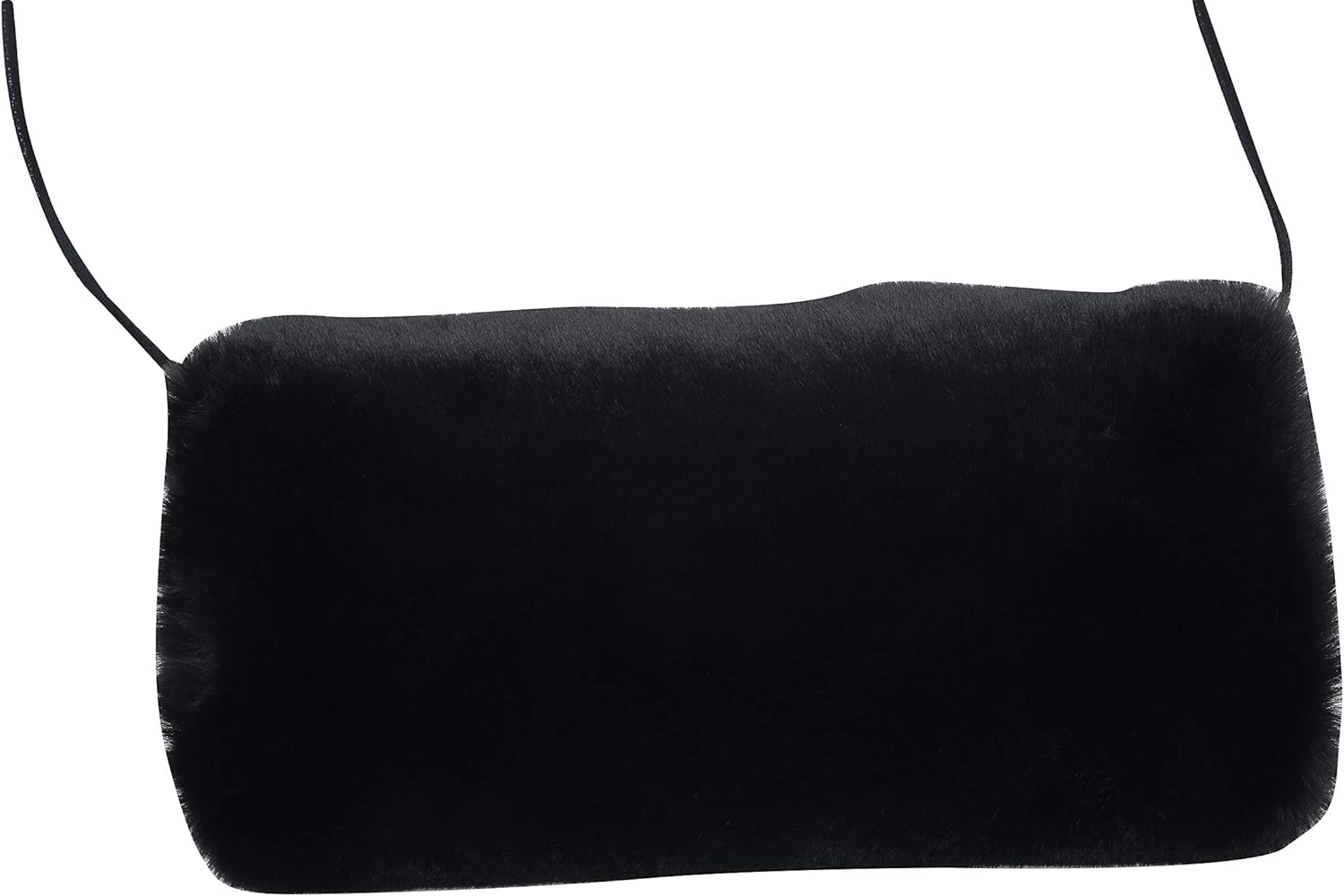 Faux Fur Hand Muffs for Women Winter Warm Arm and Hand Warmer with PU Leather Strap(Black) V1259-DP01-A-2376