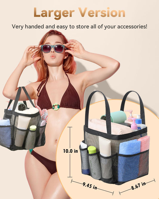 Mesh Shower Caddy Tote, Large Shower Caddy Basket Portable, Quick Dry Hanging Toiletry Bag, 8 Storage Pocket V1259-DP01-A-2378