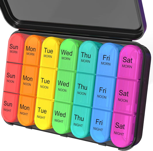 Pill Organizer 3 Times a Day, Weekly Pill Case, Travel Pill Box 7 Day, Daily Medicine Organizer with Large V1259-DP01-A-2384
