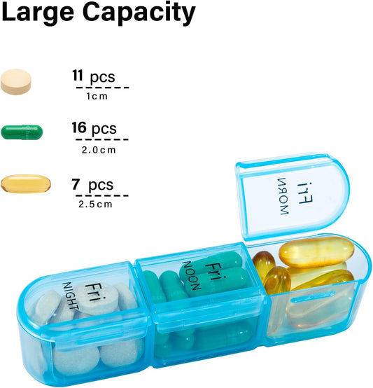 Pill Organizer 3 Times a Day, Weekly Pill Case, Travel Pill Box 7 Day, Daily Medicine Organizer with Large V1259-DP01-A-2384