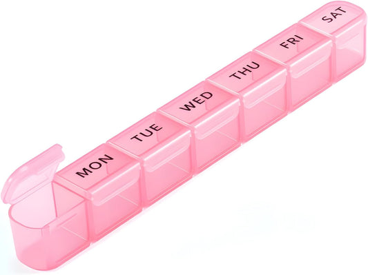 Weekly Pill Organizer, Large 7 Day Pill Box, Travel Pill Case, Daily Pill Dispenser for Vitamins, Medicines, V1259-DP01-A-2387