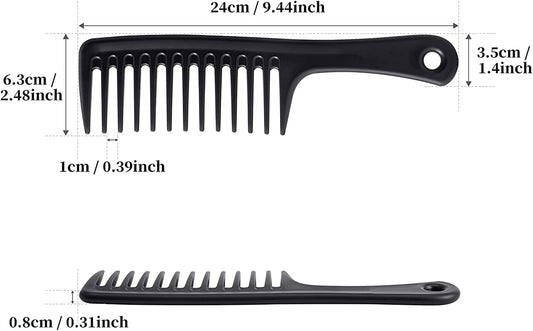 3 Pcs Wide Tooth Comb, Detangler Hair Comb for Women Shower Wet Dry Curly Long Thick Hair (Blue White Black) V1259-DP01-A-2405