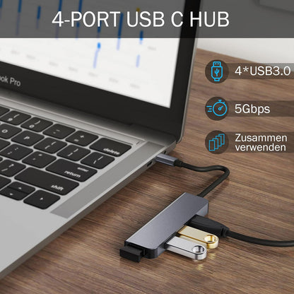 4-Port USB 3.0 Hub, Portable Data USB Hub, USB Splitter for MacBook, Mac Pro, Mac mini, iMac, Surface Pro, V1259-DP01-A-2410