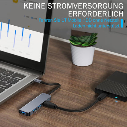 4-Port USB 3.0 Hub, Portable Data USB Hub, USB Splitter for MacBook, Mac Pro, Mac mini, iMac, Surface Pro, V1259-DP01-A-2410