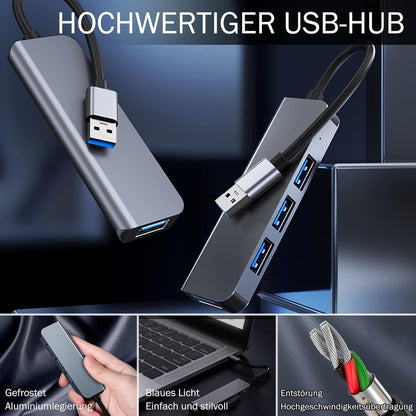 4-Port USB 3.0 Hub, Portable Data USB Hub, USB Splitter for MacBook, Mac Pro, Mac mini, iMac, Surface Pro, V1259-DP01-A-2410