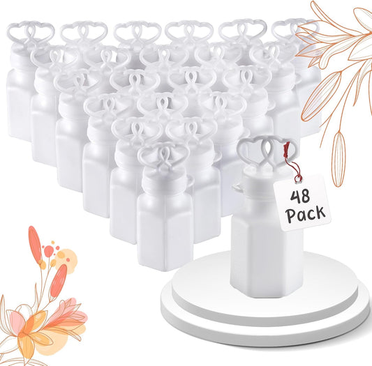 Wedding Bubbles with Wands - (48 Count) Bulk Mini Double Heart Top Bubbles for Wedding Send Off, Bridal Party V1259-DP01-A-2414