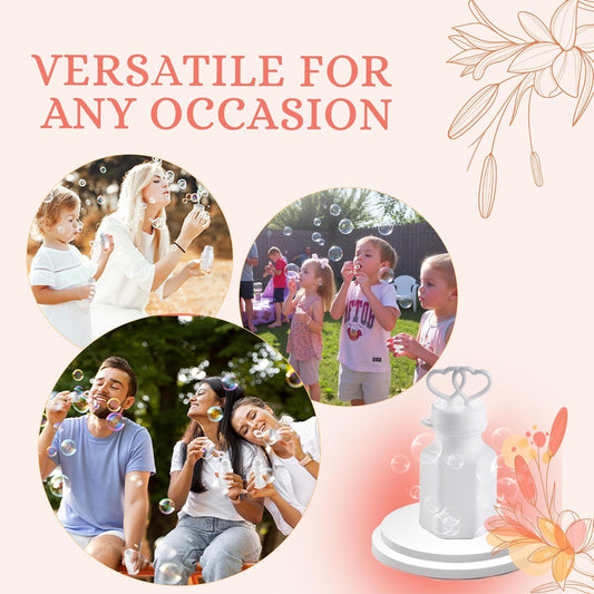Wedding Bubbles with Wands - (48 Count) Bulk Mini Double Heart Top Bubbles for Wedding Send Off, Bridal Party V1259-DP01-A-2414