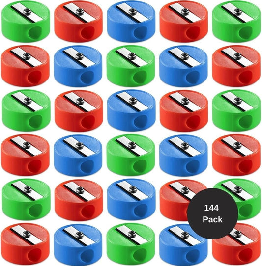 Pencil Sharpeners in Bulk - Pack of 144 Pocket Sized Mini Handheld Pencil Sharpener for Kids, Plastic and V1259-DP01-A-2421