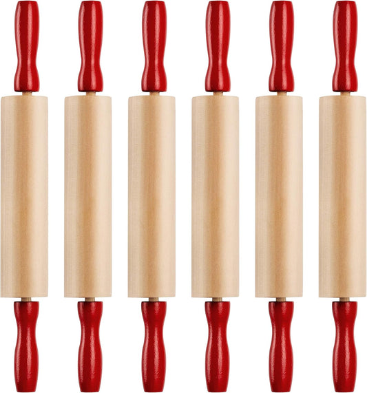 Mini Rolling Pin 7.5 Inch (6 Pack) Kids Rolling Pin Set for Play Dough Accessories Small Pin for Dough - V1259-DP01-A-2425