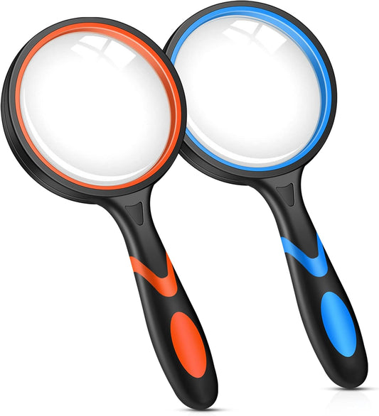 2PCS Upgrade 10X Magnifying Glass, Large Handheld Magnifier Magnafying. Glasses for Kids/Seniors Reading, 3 V1259-DP01-A-2430