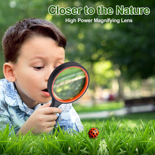 2PCS Upgrade 10X Magnifying Glass, Large Handheld Magnifier Magnafying. Glasses for Kids/Seniors Reading, 3 V1259-DP01-A-2430