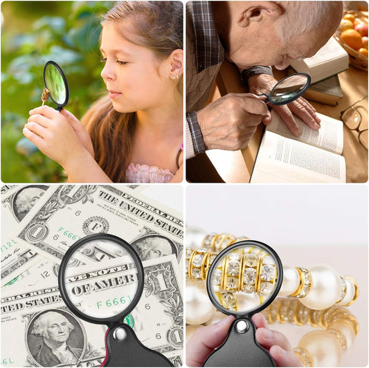 2PCS Upgrade 10X Small Magnifying Glasses for Kids/Senior, Pocket Magnifier for Reading/Close Work, Mini V1259-DP01-A-2431