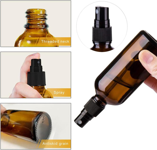 Glass Spray Bottles Amber Empty Spray Bottle Set of 5 Fine Mist Small Spraying Bottle with Funnel and Labels V1259-DP01-A-2436
