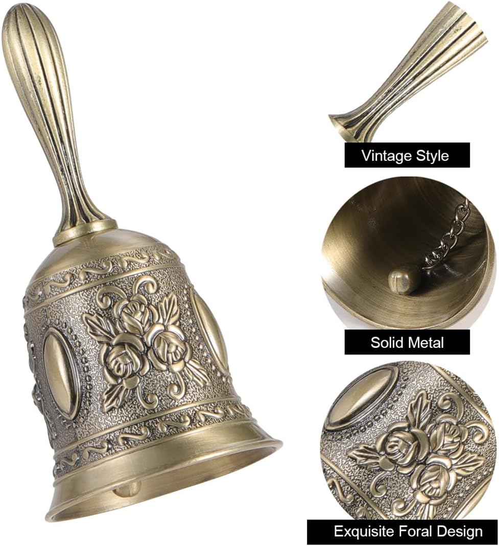 Hand Bell Service Call - Vintage Metal Dinner Bell for Weddings, Seniors, Bedside - 1 Pack V1259-DP01-A-2441