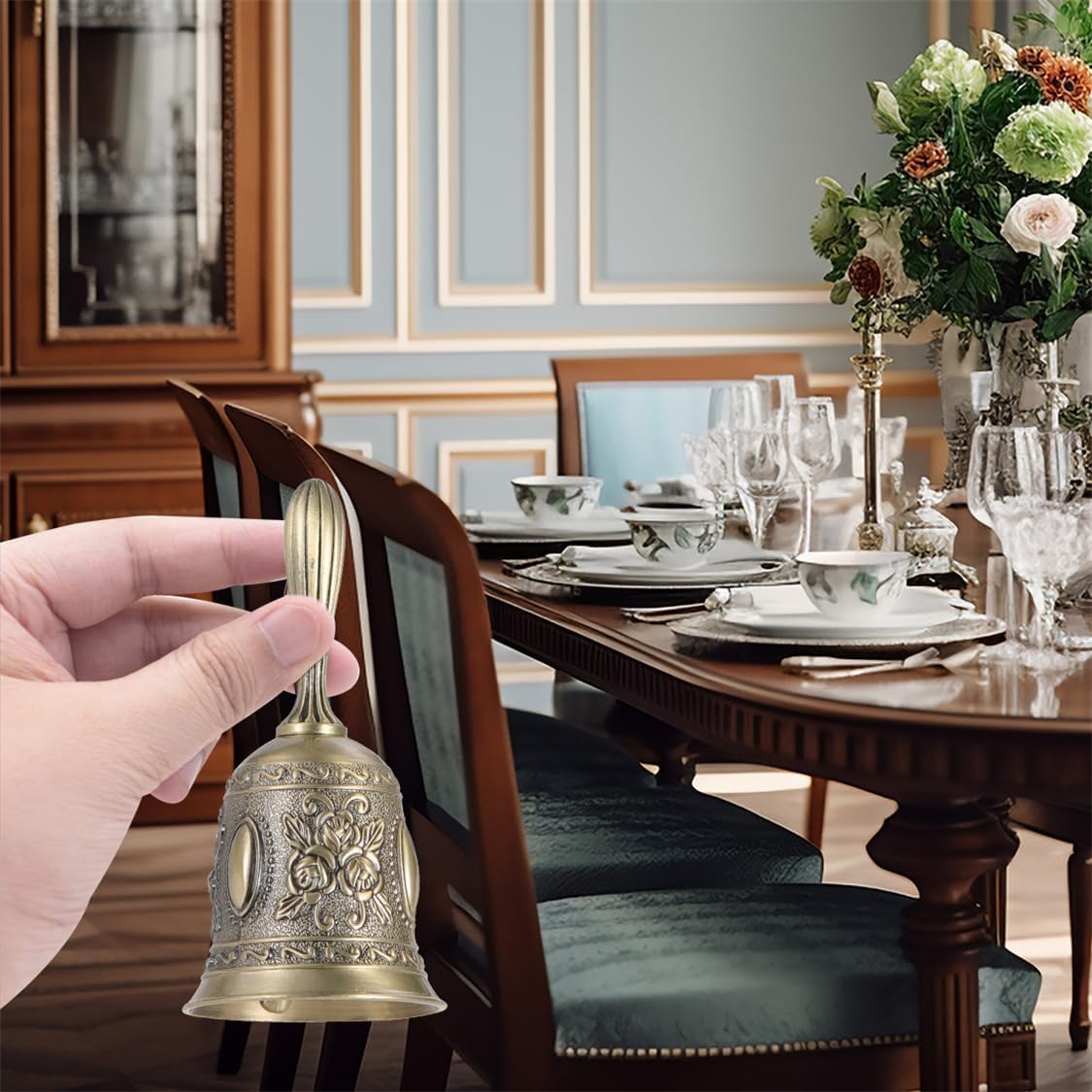 Hand Bell Service Call - Vintage Metal Dinner Bell for Weddings, Seniors, Bedside - 1 Pack V1259-DP01-A-2441