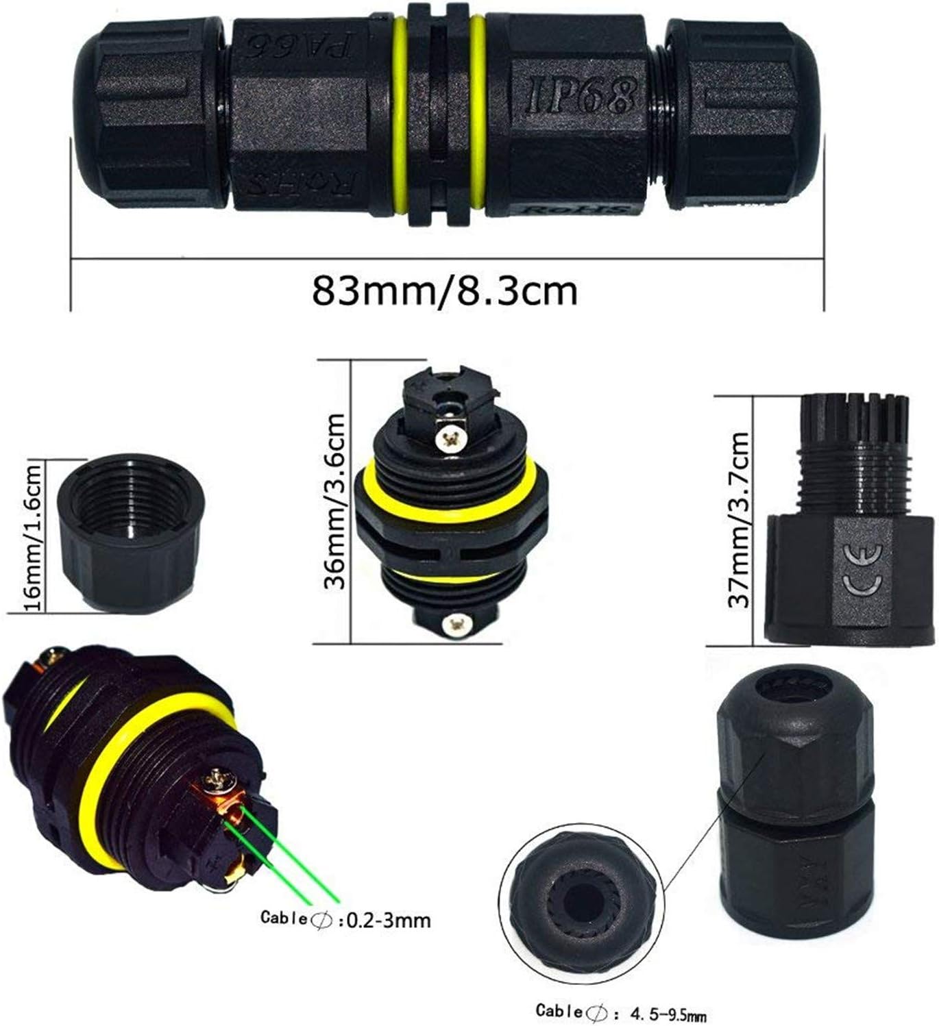 FX Junction Box Outdoor Waterproof IP68 Electrical Cable Connector 2 Way M20 Plug Wire Range 5 to 12mm V1259-DP01-A-2442