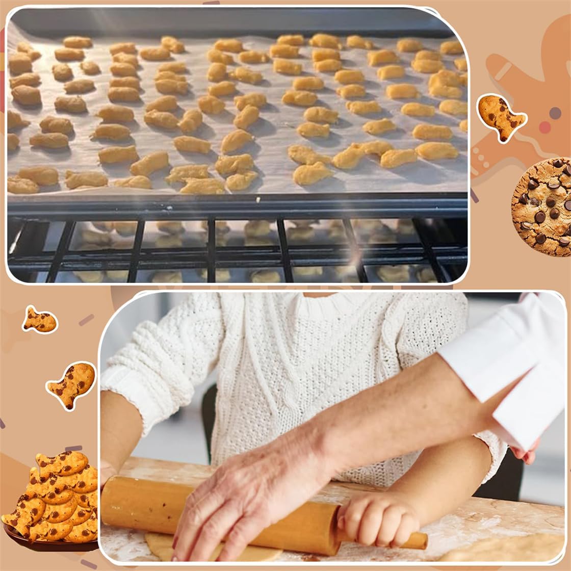 Gold Fish Cracker Cutter - 25 Cavity Fish Shaped Cookie Cutter - Stainless Steel - Silver - 1 Piece V1259-DP01-A-2443