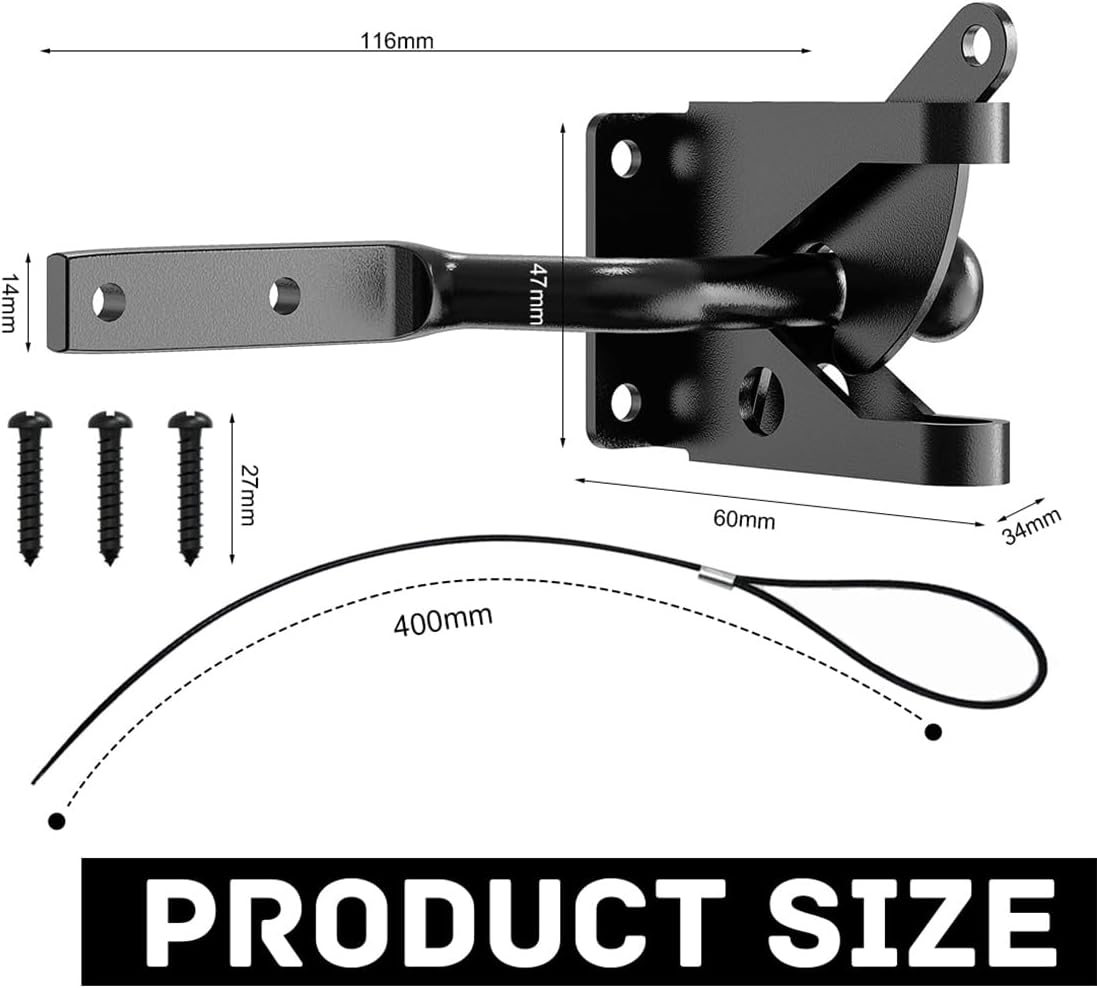 Gate Latch Self Locking Fence Gate Latch Automatic Gate Latch Door Latches with Pull Cable for Wooden Fence V1259-DP01-A-2444