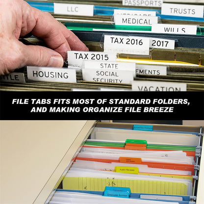 File Folder Tabs Hanging File Folder Labels 60 Sets Plastic File Tabs with Inserts for Hanging Files V1259-DP01-A-2446