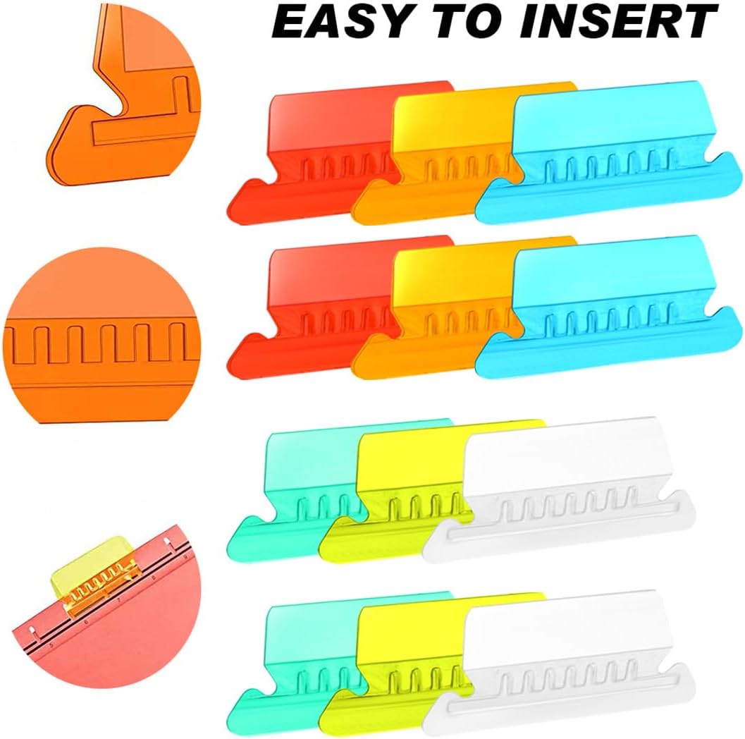 File Folder Tabs Hanging File Folder Labels 60 Sets Plastic File Tabs with Inserts for Hanging Files V1259-DP01-A-2446