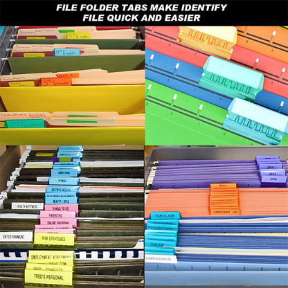 File Folder Tabs Hanging File Folder Labels 60 Sets Plastic File Tabs with Inserts for Hanging Files V1259-DP01-A-2446