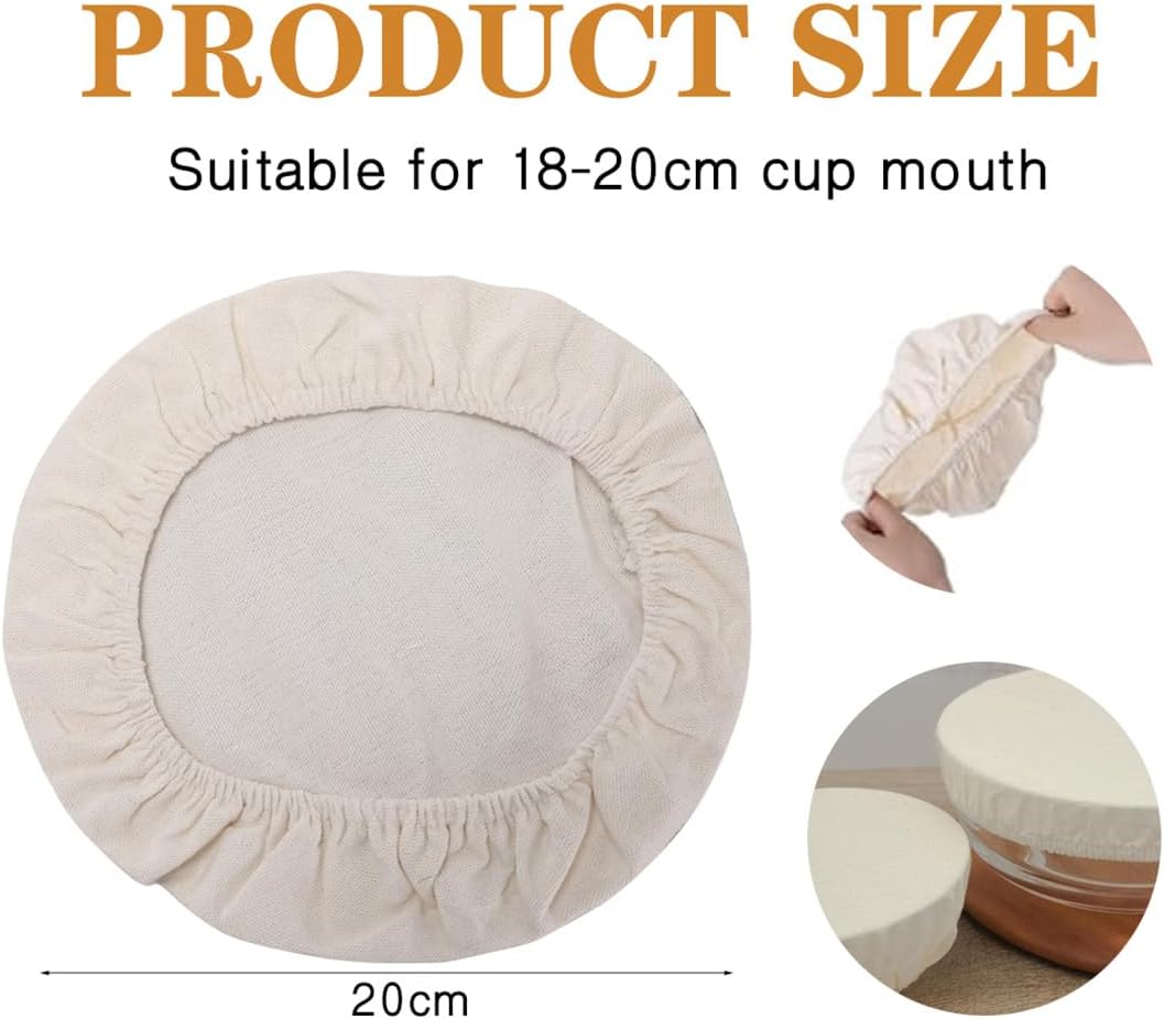 Sourdough Starter Bowl Covers 5PCS Reusable Sourdough Starter Jar Cloth Cover Elastic Fabric Caps Bread V1259-DP01-A-2448