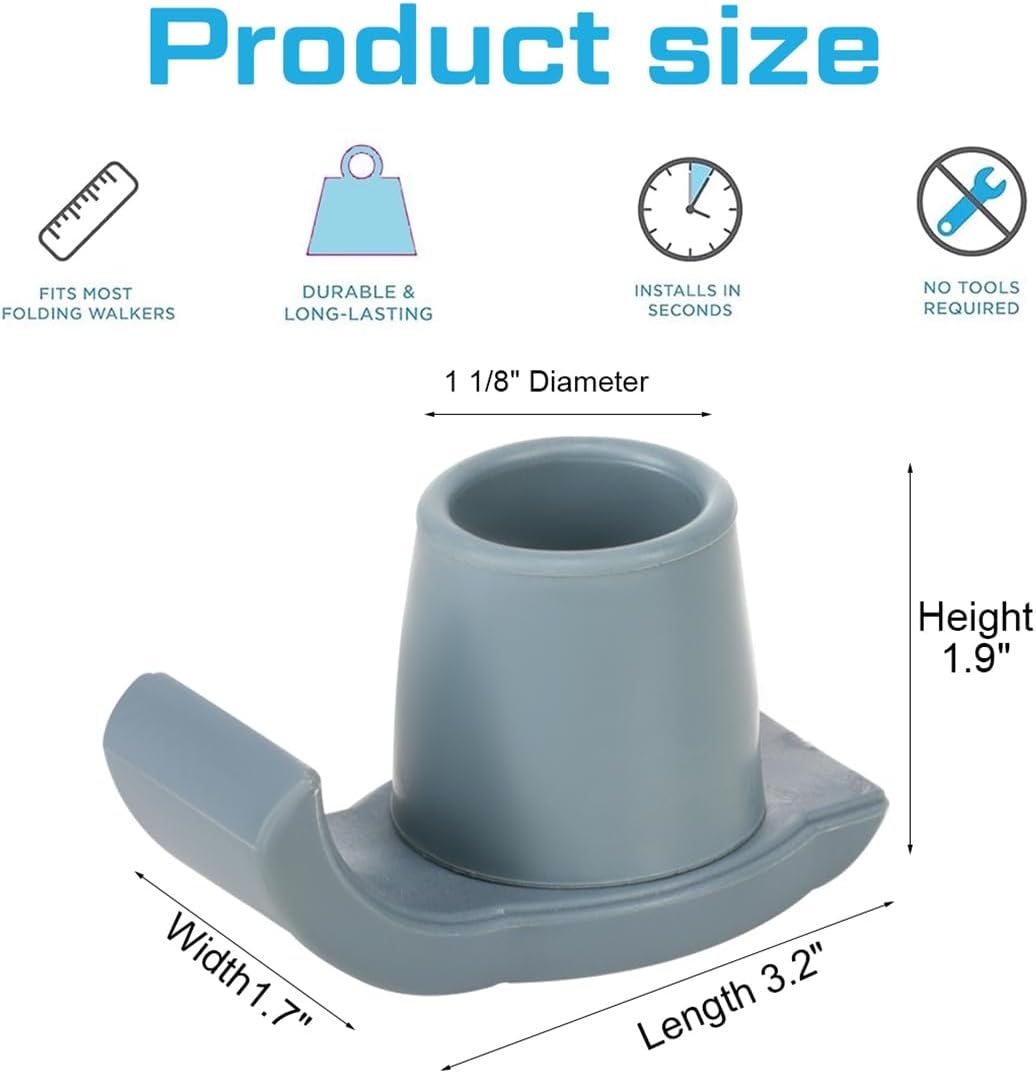 Walker Ski Glides for Folding Walker 2 Pack Rubber Walker Glide Caps Walker Replacement Accessories for V1259-DP01-A-2451