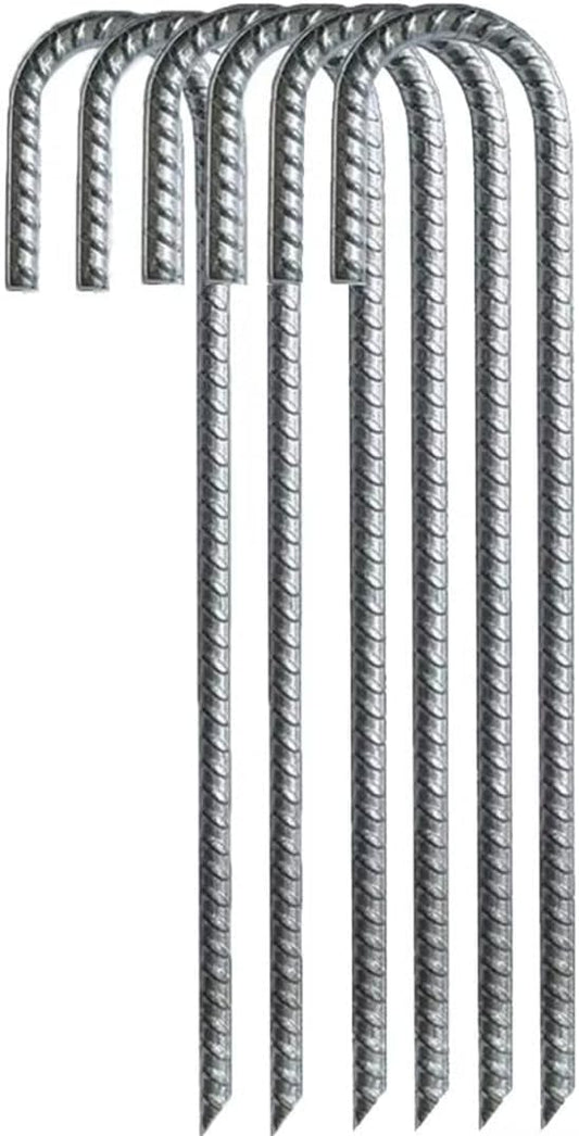 Ground Rebar Stakes Heavy Duty Steel Staples Anchors Garden Stake Pegs for Camping Tents Trampoline 12 inch, V1259-DP01-A-2482
