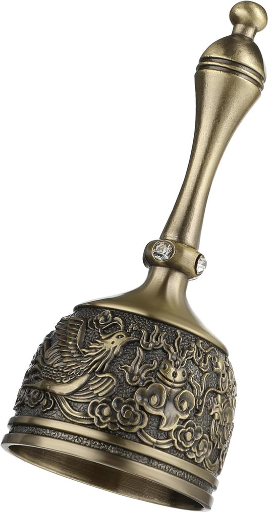 Hand Bell Brass Dinner Call Bells Loud Service Ringing Bell Tibetan Handbells for Meditation Seniors Bedside V1259-DP01-A-2488