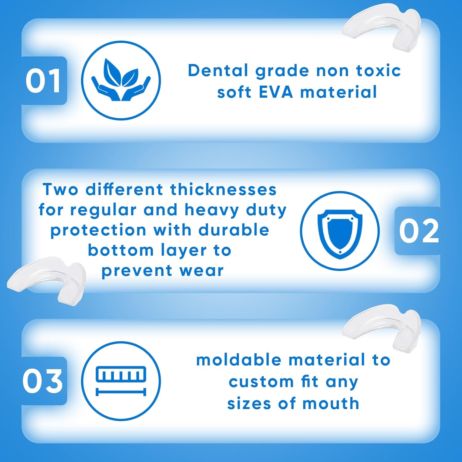 Mouth Guard for Grinding Teeth, Moldable Dental Guard for Night Sleeping - 4 Pack V1259-DP01-A-2499