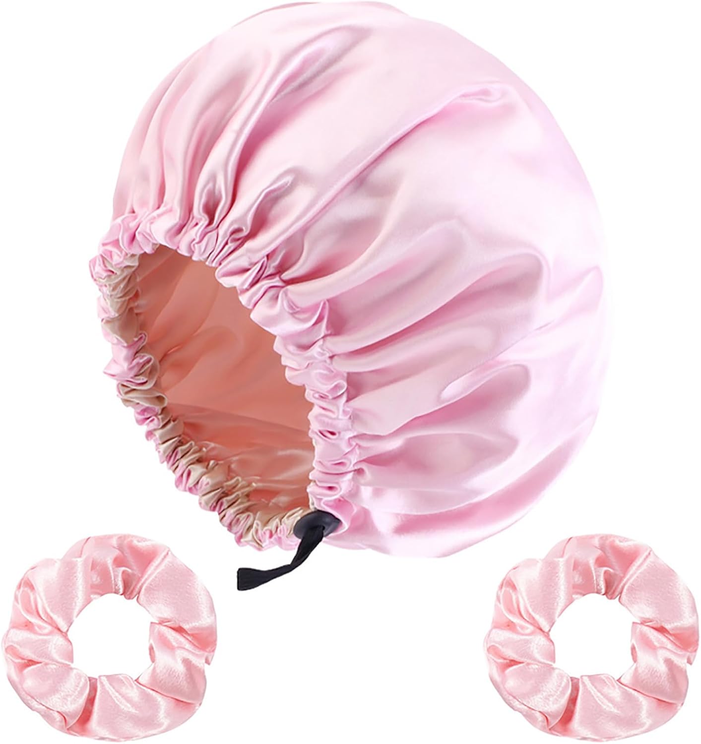 Satin Bonnet Silk Hair Cap for Sleeping, Adjustable Double layer Reversible Satin Sleep Cap with Hair Ties V1259-DP01-A-2505