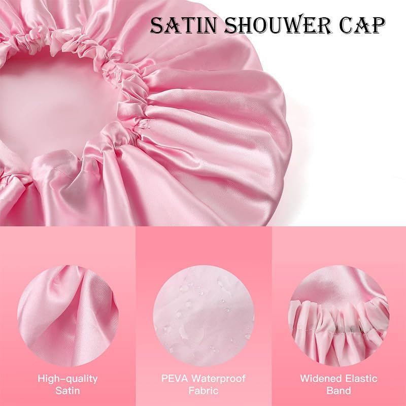 Satin Bonnet Silk Hair Cap for Sleeping, Adjustable Double layer Reversible Satin Sleep Cap with Hair Ties V1259-DP01-A-2505