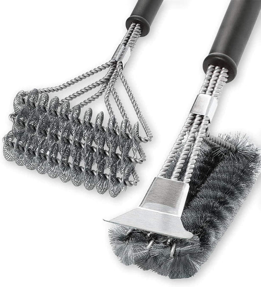 2 Pack BBQ Grill Brush, 18 inch BBQ Accessories, BBQ Cleaning Brush Safe Bristle Free BBQ Brush,100% V1259-DP01-A-2509