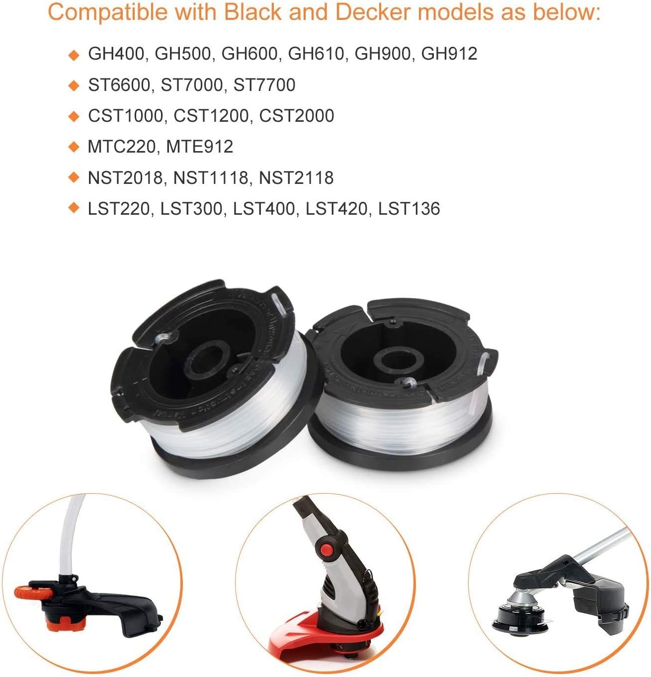 AF-100 String Trimmer Line Replacement - 30ft 0.065 Compatible With Black + Decker Autofeed System - Durable V1259-DP01-A-2511