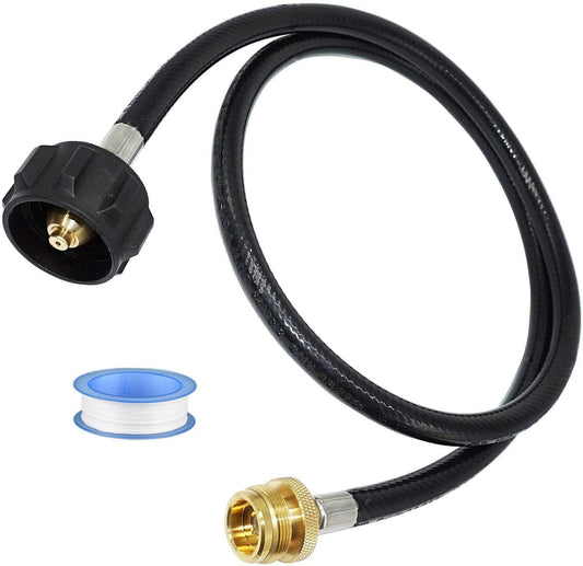 Propane Hose Adapter, Connects 1lb BBQ to 20lb Gas Tanks, for Portable Grill, Buddy Heater, Tabletop Stove, V1259-DP01-A-2514