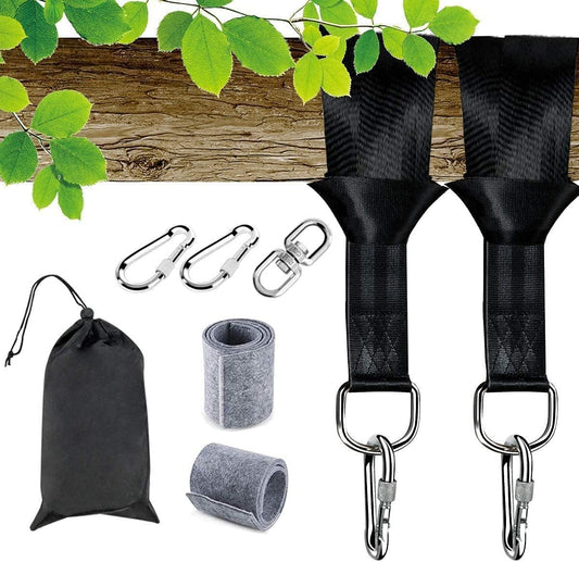 Tree Swing Straps Hanging Kit Holds 2200 lbs, 5FT Swing Straps 2 Pack Tree Protector Mats with 2 Safety Heavy V1259-DP01-A-2519