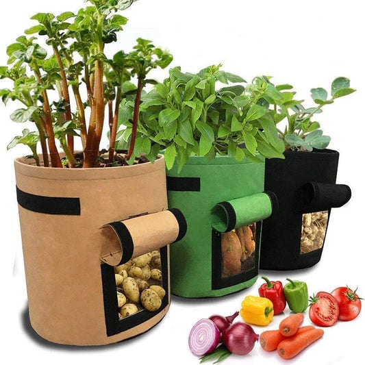 3 Pack 10 Gallon Grow Bags, Breathable Nonwoven Fabric Pots, Potatoe Grow Bag with Handles,Heavy Duty V1259-DP01-A-2524
