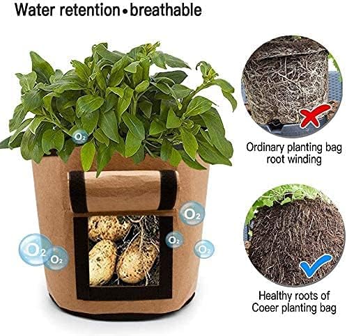 3 Pack 10 Gallon Grow Bags, Breathable Nonwoven Fabric Pots, Potatoe Grow Bag with Handles,Heavy Duty V1259-DP01-A-2524