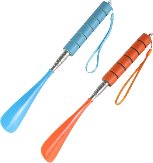 Shoe Horn Long Handle 12"-28" Retractable, 2 Pack Portable Shoe Horn Adjustable Stainless Steel Long Shoe V1259-DP01-A-2531
