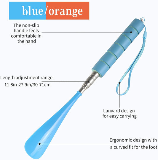 Shoe Horn Long Handle 12"-28" Retractable, 2 Pack Portable Shoe Horn Adjustable Stainless Steel Long Shoe V1259-DP01-A-2531