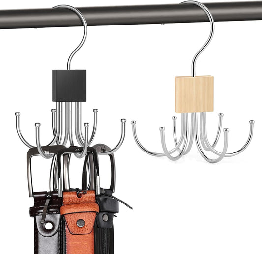 Belt Hanger Tie Rack, 2 Pcs Closet Hanger Organizer 360 degrees Rotatable Metal Belt Holder for Closet V1259-DP01-A-2536