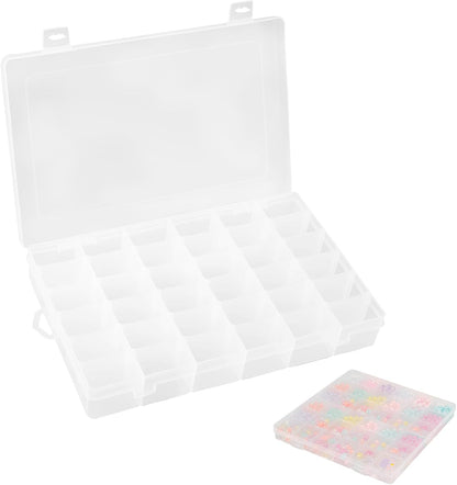 36 Grids Plastic Organizer Storage Container Box, Clear Removable Grid Box Organizer for Jewelry Tackle V1259-DP01-A-2537