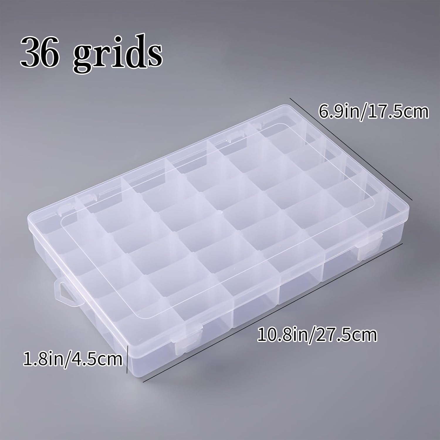 36 Grids Plastic Organizer Storage Container Box, Clear Removable Grid Box Organizer for Jewelry Tackle V1259-DP01-A-2537