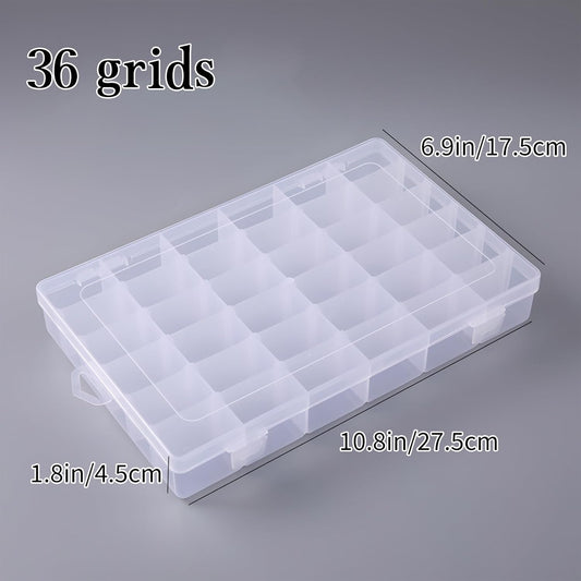 36 Grids Plastic Organizer Storage Container Box, Clear Removable Grid Box Organizer for Jewelry Tackle V1259-DP01-A-2537