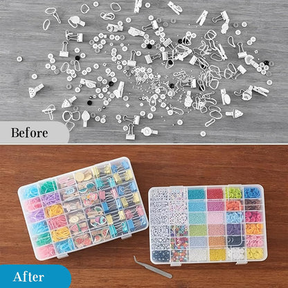36 Grids Plastic Organizer Storage Container Box, Clear Removable Grid Box Organizer for Jewelry Tackle V1259-DP01-A-2537